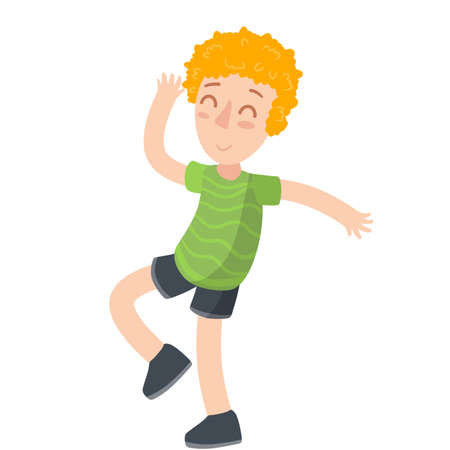 Funny kid. Children drawing and activity. Cartoon flat illustration isolated on whiteのイラスト素材