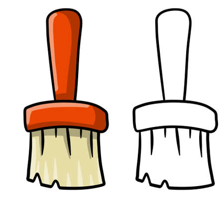 Paint brush. Drawing and sketch isolated on a white background. Painter repair blue tool. Creativity and art. Cartoon illustrationのイラスト素材