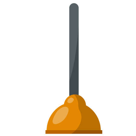 Red Plunger. Plumber's tool. Cartoon flat illustration. Drain cleaner isolated on whiteのイラスト素材