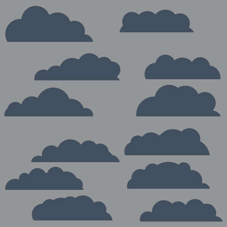 Rainy clouds. Dark blue element of bad autumn weather. Set of nature and the sky. Cartoon flat illustration.のイラスト素材