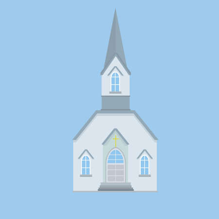 Stained glass Windows and Windows. Religious structure. Element of the urban cityscape. European landmark - Cartoon flat illustrationのイラスト素材