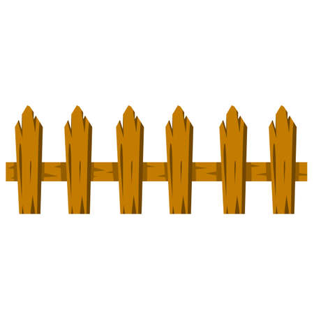 Element of village and the ranch. Wall of plank and board. Rustic cartoon flat element isolated on whiteのイラスト素材