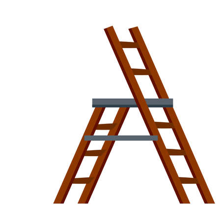Stairs. Object for climbing to the top in different positions. Cartoon flat illustration. Gray metal stepladderのイラスト素材