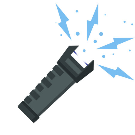 Shocker for protection. Taser is an electric weapon. Personal safety. Item for safety. Working...