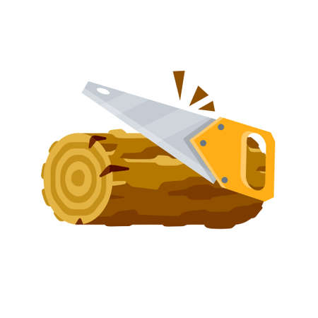 Saw cuts wood.のイラスト素材