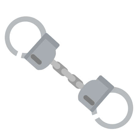 Handcuff. Icon of arrest of offender. Element of police and prisons. Restriction of freedom. Shackles for the hand. Cartoon flat illustrationのイラスト素材