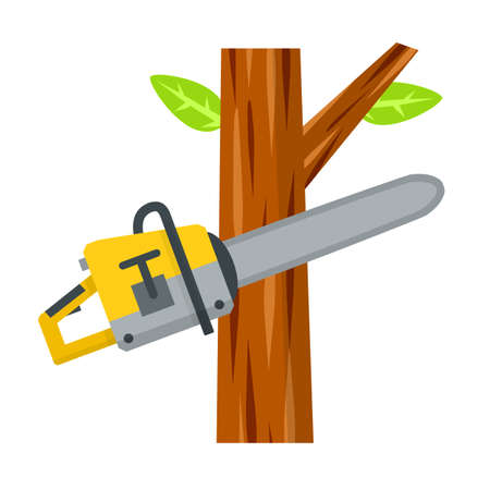 Saw cut tree branch.のイラスト素材