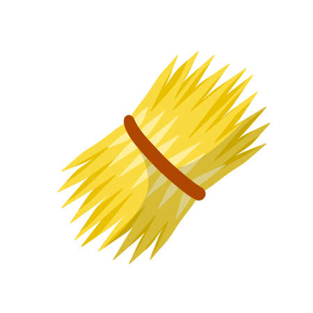 Sheaf of wheat ears. Rural crop. Cartoon flat illustration. Bunch of harvest. Rustic bread making. Autumn and the element of fertilityのイラスト素材