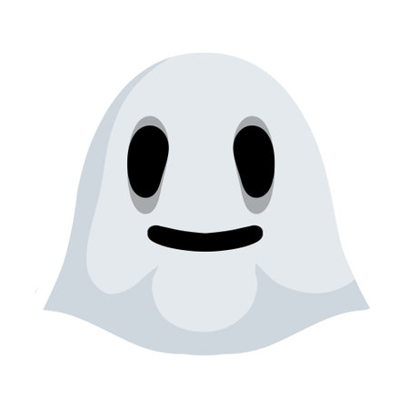 Ghost. Funny flying spirit.The Halloween element. White cute character. Icon of death. FLat cartoon illustrationのイラスト素材