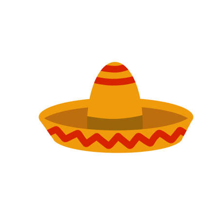 Sombrero. Wide-brimmed Mexican hat. National clothing of South America.のイラスト素材