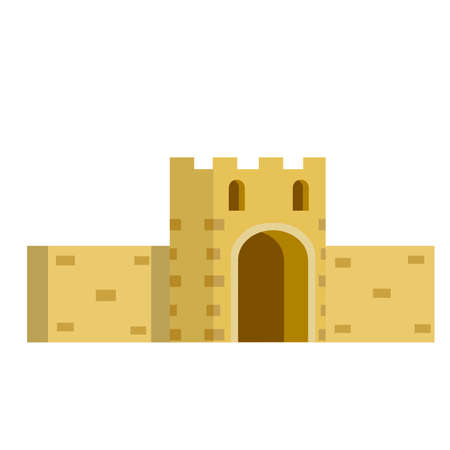 Muslim architecture. Tower and walls. Islamic medieval old landscapeのイラスト素材