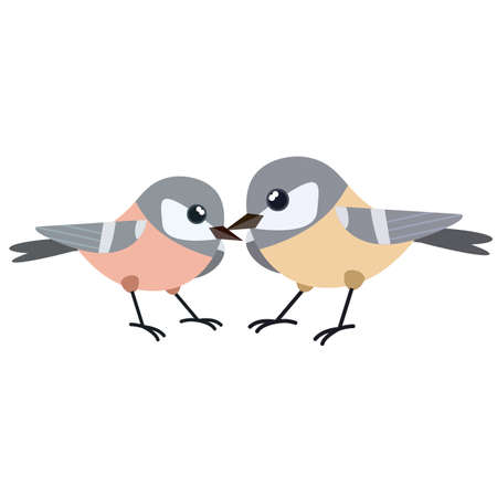 Set of Bird. Wild animal. Winged songbird. Cartoon flat illustrationのイラスト素材