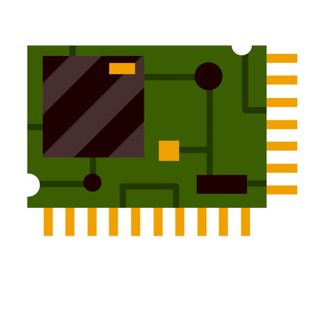 Chip. Computer accessories. Green microchip. The microprocessor and microcircuit icon. Modern...