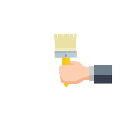 Brush for painting walls. Technical work and repairs. Creativity and artistic tool. Flat cartoon iconのイラスト素材