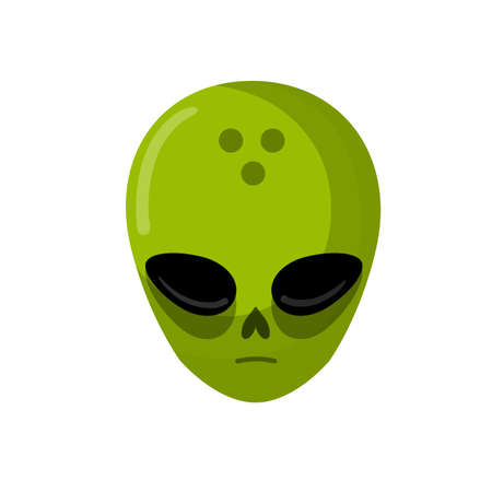 Martian and UFO. Space creature and visitor. Science fiction icon. Cartoon flat illustrationのイラスト素材