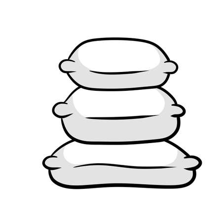 Vector Stack of white pillows. Soft element of furniture and bed.のイラスト素材