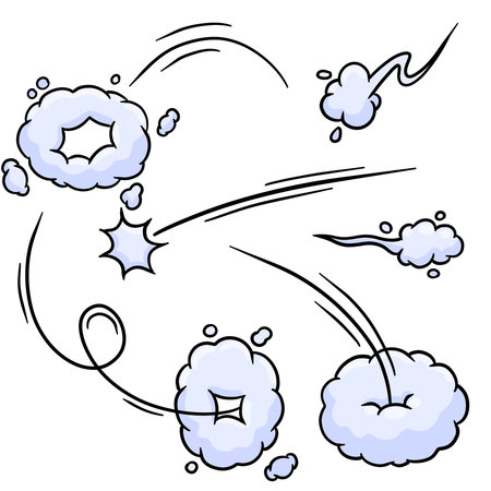 Effect of comic speed. Funny cloud of movement. Bubble cloud. Track and trace. Cartoon black and...