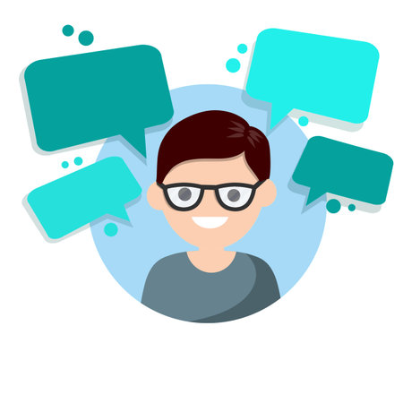 Flat cartoon Cloud text bubble dialog. Conversation and Talk.のイラスト素材