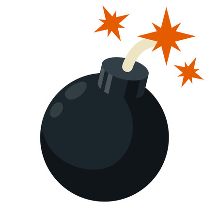 Black military facility. Danger sign. Bang and blast. Cartoon flat illustration. Comic elementのイラスト素材