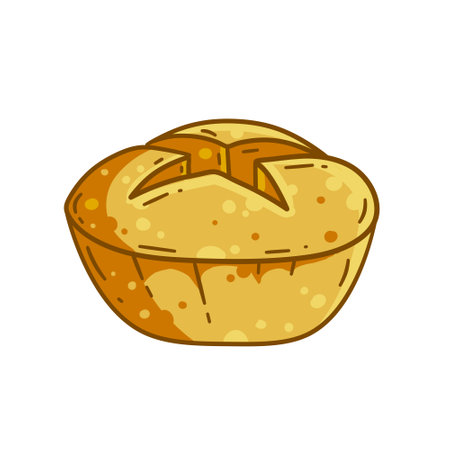 Bread. Cartoon drawn loaf. Retro Icon of the bakery. Food from cereals. Farm natural product.のイラスト素材