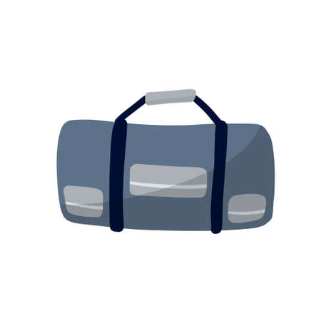 Sports gym bag. Blue luggage. Flat cartoon illustrationのイラスト素材