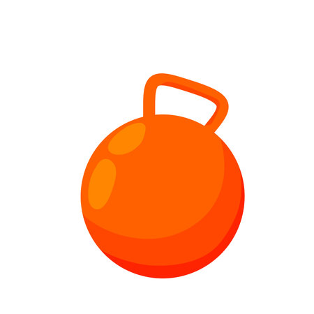 Gymnastic ball. Aerobic exercise. Yellow rubber inflatable circle. Flat cartoon illustration. Sports trainingのイラスト素材