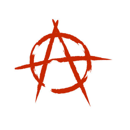 Anarchy. Letter A in the circle. A symbol of chaos and rebellion. Red brush icon.のイラスト素材