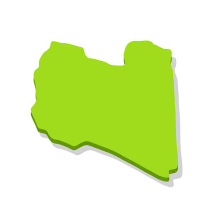 Map Of Libya. Borders of a state in North Africa. Green area. Flat cartoonのイラスト素材