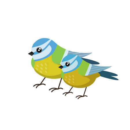 Titmouse bird. Cute forest animal. Cartoon flat illustrationのイラスト素材