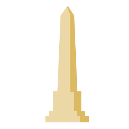 Obelisk. White stone monument. Historical monument. High pillar memorial and column. Flat illustration isolated on whiteのイラスト素材
