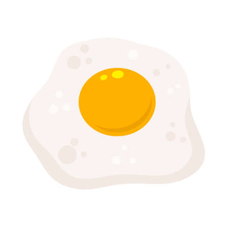 Scrambled egg. Healthy Breakfast. Flat cartoon isolated on white background. Protein and yolk. Element of cooking.のイラスト素材