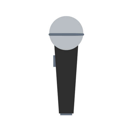 Microphone. Gray mic. Talk icon and conversation recording. Interview and electronic device Flat cartoon illustrationのイラスト素材