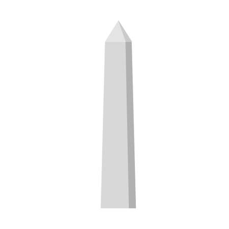 Obelisk. White stone monument. Historical monument. High pillar memorial and column. Flat illustration isolated on whiteのイラスト素材