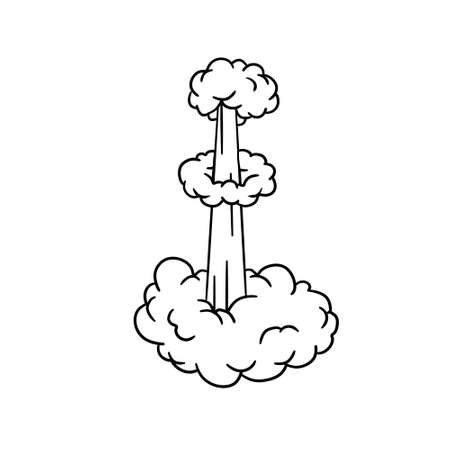 Speed effect. Movement, jump and cloud. Air and steam. Cartoon line Black and white illustrationのイラスト素材