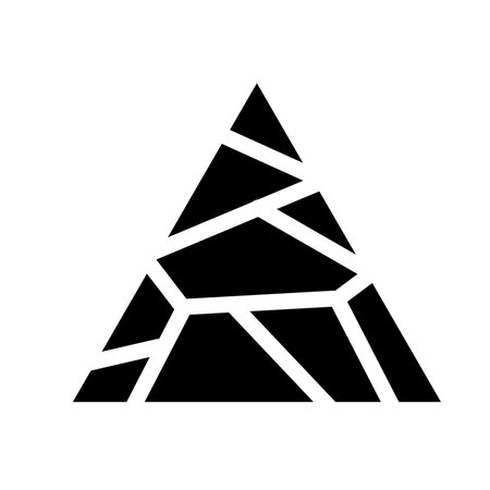 Dryness icon. Crack in the ground. Broken triangular surface. The shattered fragments. Abstract...