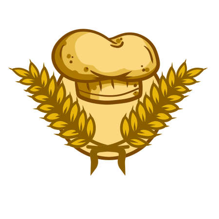 Chef hat and wheat ear. Cooking and bakery. Kitchen clothes and uniforms.のイラスト素材