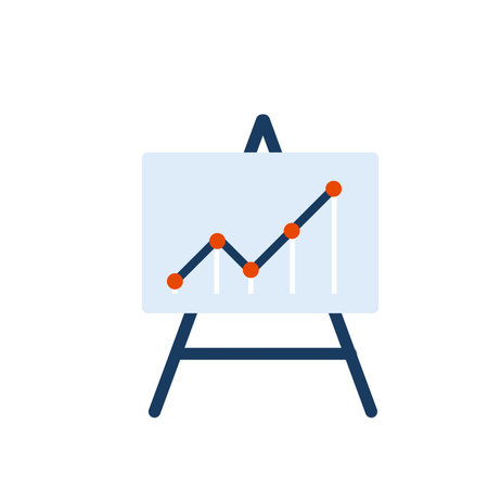 Business diagram. Graph at presentation. Growth chart. Sheet on stand. Flat illustration isolated on whiteのイラスト素材