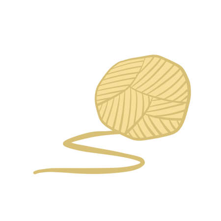 Ball of wool threads. Device for knitting and hobbies. Hand made product. Cartoon outline illsutrationのイラスト素材