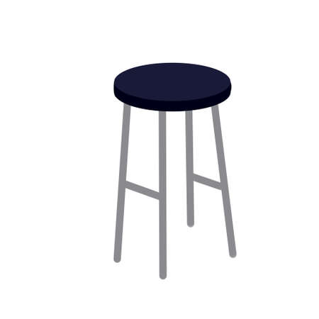 Stool. Kitchen blue chair without back. Isometric furniture. Flat illustration isolated on whiteのイラスト素材