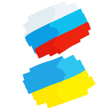 Flag of Russia and Ukraine. Eastern European States. National symbol. Flat drawnのイラスト素材