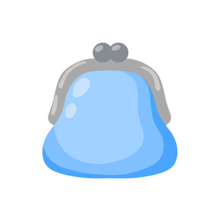 Wallet for money. Personal accessories for savings. Small blue purse. Flat cartoon illustrationのイラスト素材