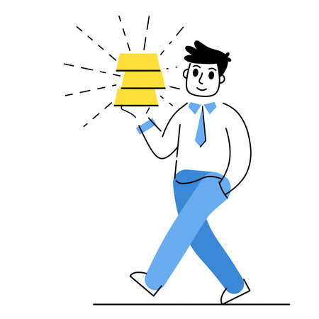 Investing in gold. Businessman with bunch of bullion. Stack of Yellow metal ingots. Growing wealth concept. Trade and deposit on stock exchange. Male manager characterのイラスト素材