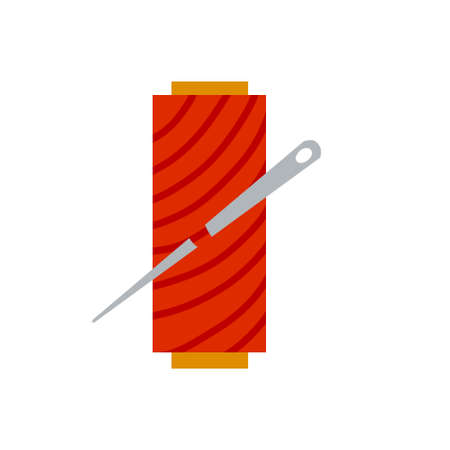 Spool of thread. Sewing tools and hobbies. Flat illustration isolated on whiteのイラスト素材