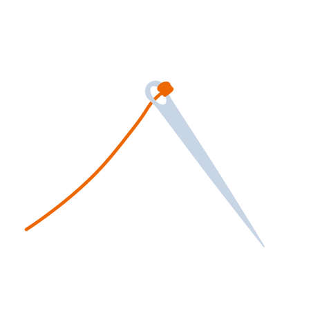Thread with needle. Sewing and knitting. Hobbies and needlework. Flat illustration isolated on whiteのイラスト素材