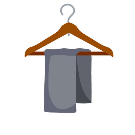 Clothes on hanger. Decoration of wardrobe and cloakroom. Flat cartoon illustration isolated on whiteのイラスト素材