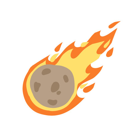 Meteor with trail of fire. Comet with tail. Dangerous space object.のイラスト素材