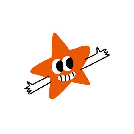 Christmas character - comic star with face. Mascot of New Yearのイラスト素材