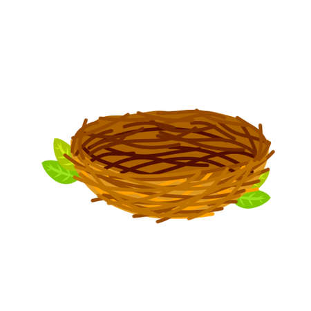 Bird nest. Element of forest. Cartoon flat illustration.のイラスト素材