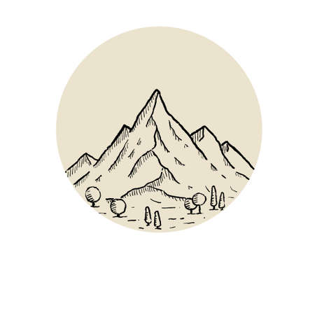 Mountains in engraving style.のイラスト素材