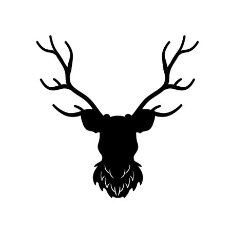 Head of deer. Black silhouette of stag.のイラスト素材